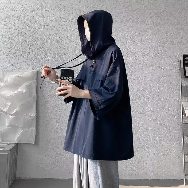 Summer Menswear Hooded Short Sleeve T-shirt Men&