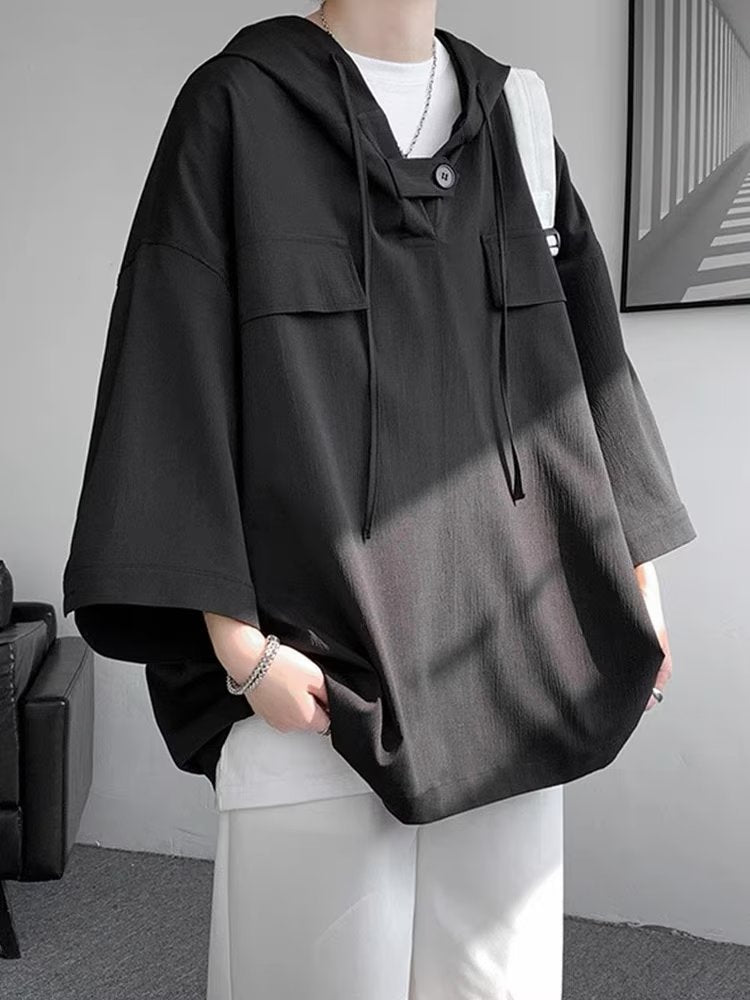 Summer Menswear Hooded Short Sleeve T-shirt Men&